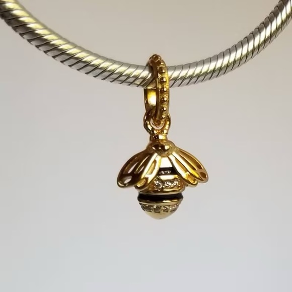 Pandora Sparkling Bee Gold Charm Honey Pendant #66 - Picture 4 of 7